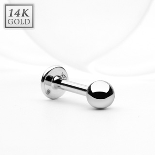 Piercing labret � boule en or blanc 14 carats