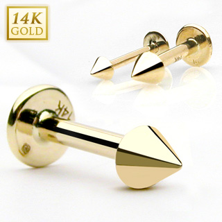 Piercing labret � pointe en or 14 carats