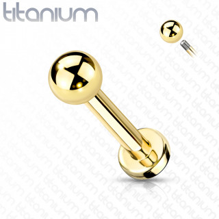 Piercing labret Titane G23 dor� � boule (l�vre, tragus, helix...)