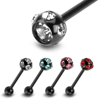 Piercing langue anodis� titane � boule sertie