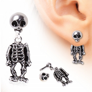 Piercing lobe oreille en forme de squelette � t�te articul�e