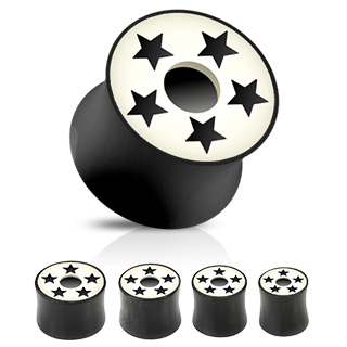 Piercing plug corne noir et os blanc �toil�