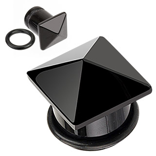Piercing plug pierre semi-pr�cieuse Agate en pyramide