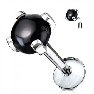 Piercing serti Agate noire (l�vre, cartilage...)