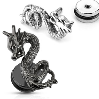 Piercing style faux plug � dragon en relief