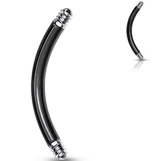 Tige / barre de remplacement courb�e Noire en acier pour piercing