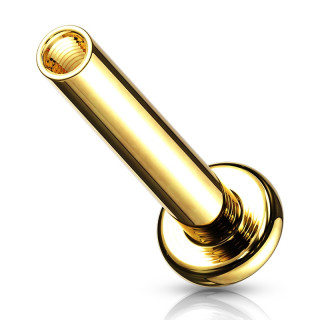 Tige / barre labret en acier dor� � filetage interne